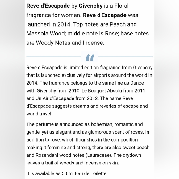 Reve d'Escapade by Givenchy Eau De Toilette Spray / EDT; 50ml / 1.7 fl oz - Picture 7 of 8